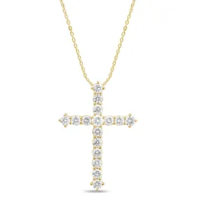 Cross Necklace with 1.00ct of Laboratory Grown Diamonds in 9ct Yellow Gold