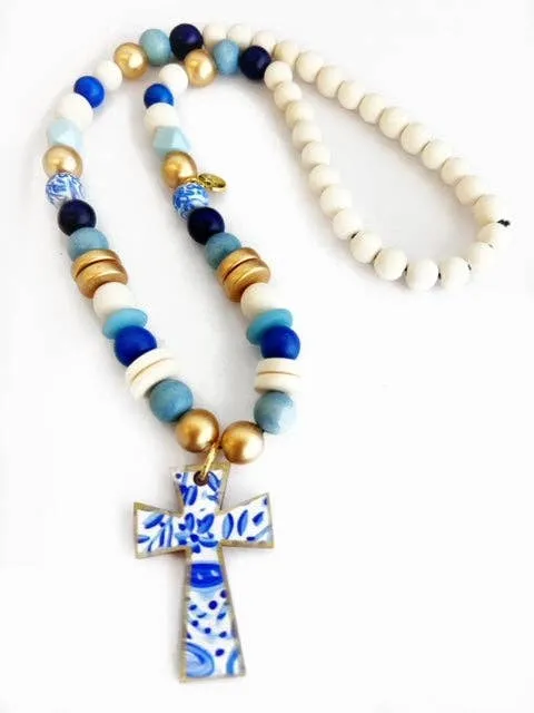 Cross Necklaces: Black Dot