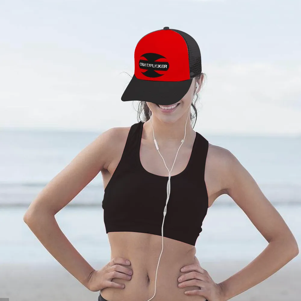 CRUSTYFLICKER Mojo - Adult Baseball Trucker Hat (Red): Classic Athletic Adjustable Mesh Baseball Cap for men & women