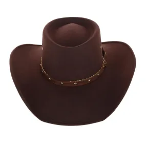 CTM® Men's Felt Western Gambler Hat with Studded Hatband