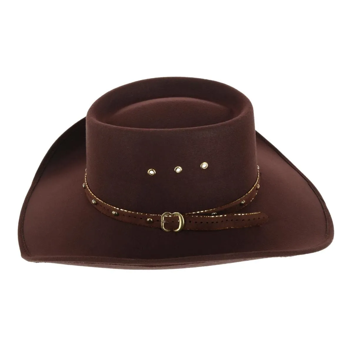 CTM® Men's Felt Western Gambler Hat with Studded Hatband