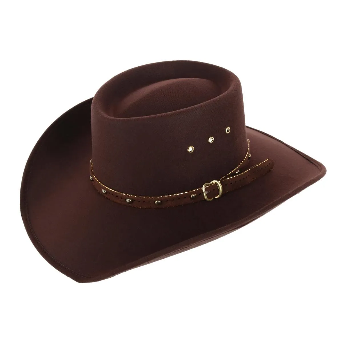 CTM® Men's Felt Western Gambler Hat with Studded Hatband