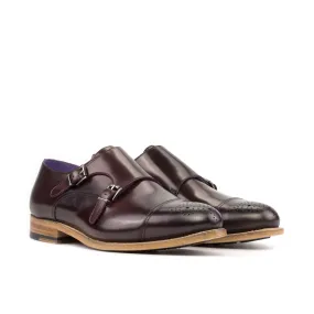 DapperFam Monaco in Burgundy Men's Italian Cordovan Leather Double Monk