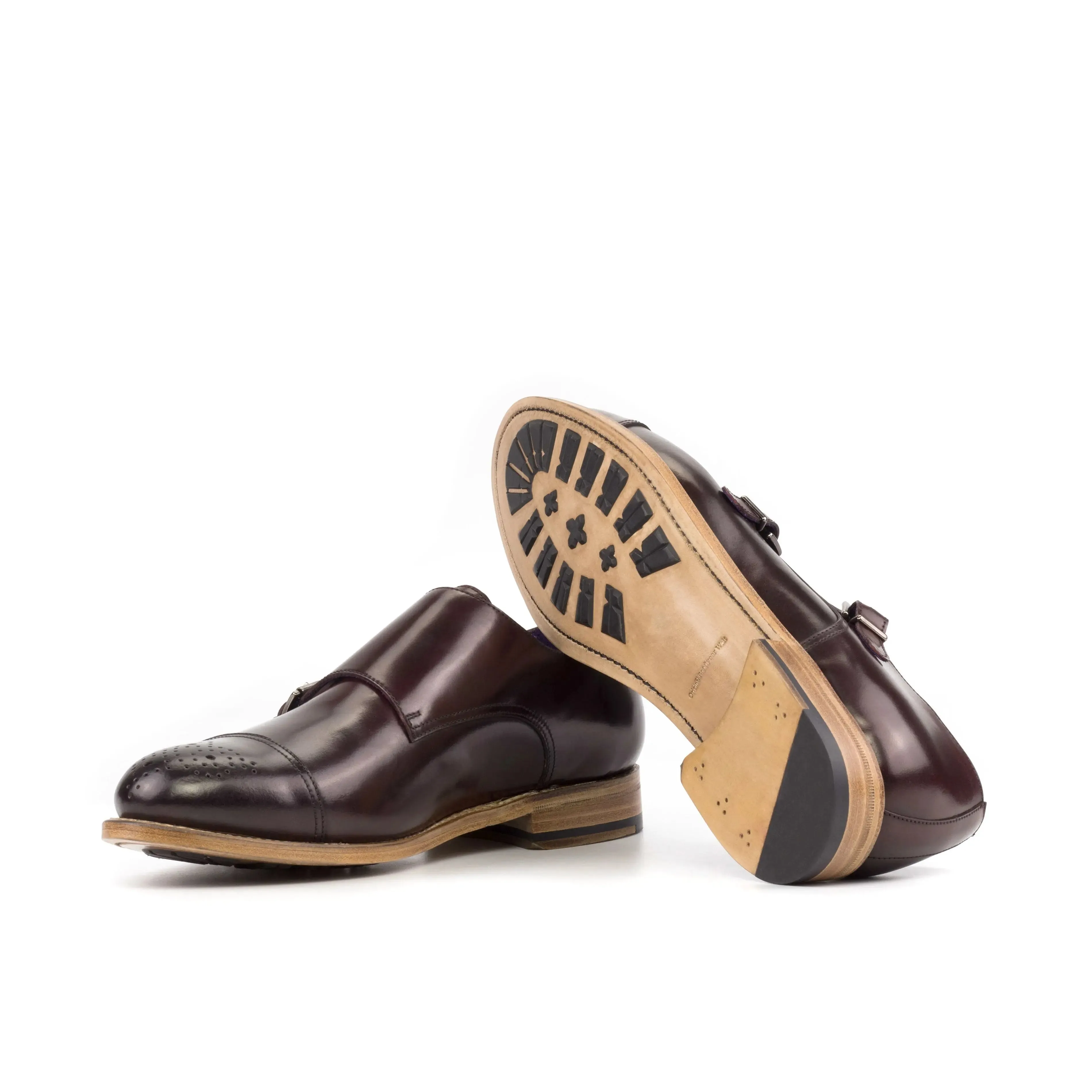 DapperFam Monaco in Burgundy Men's Italian Cordovan Leather Double Monk