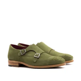 DapperFam Monaco in Khaki Men's Italian Suede Double Monk