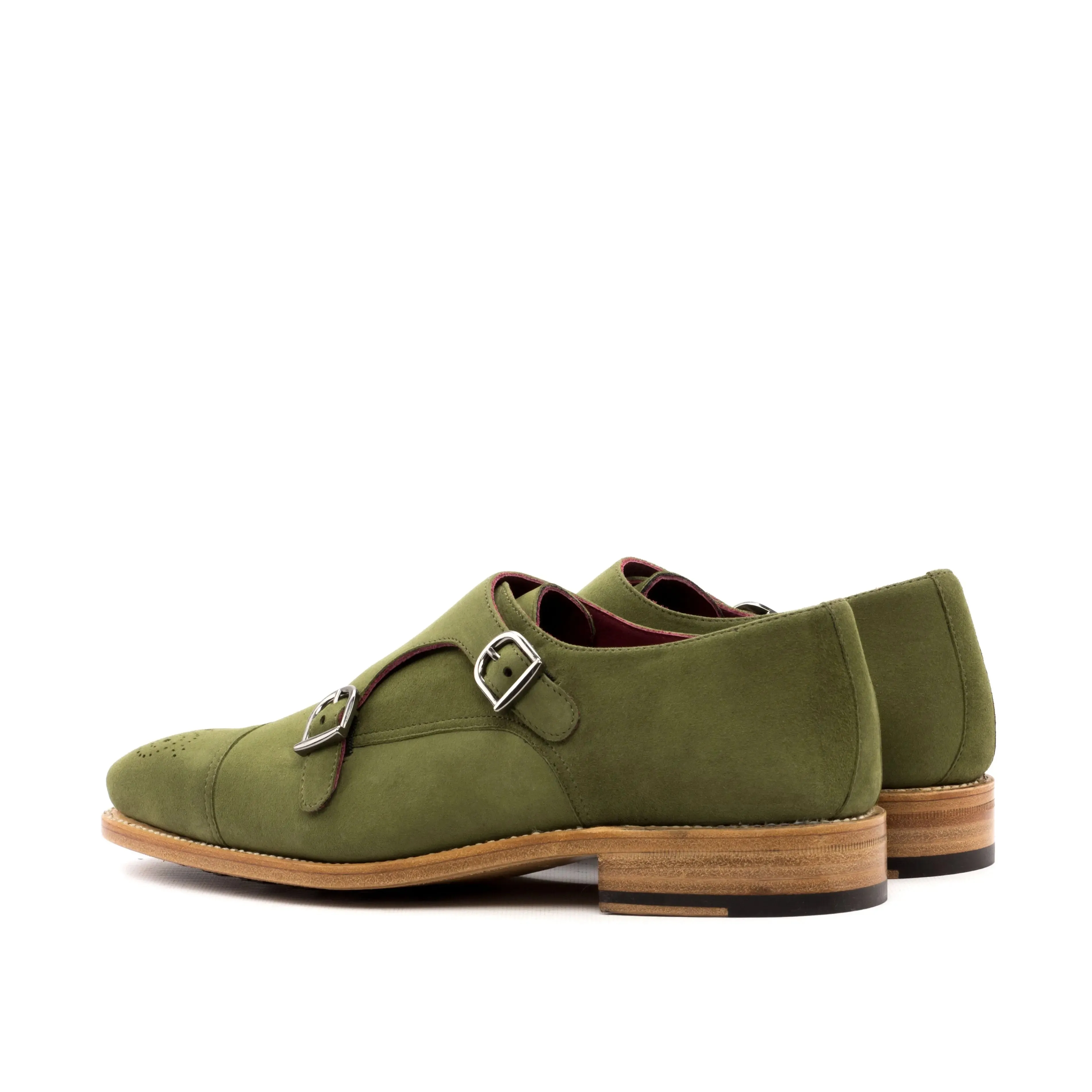 DapperFam Monaco in Khaki Men's Italian Suede Double Monk