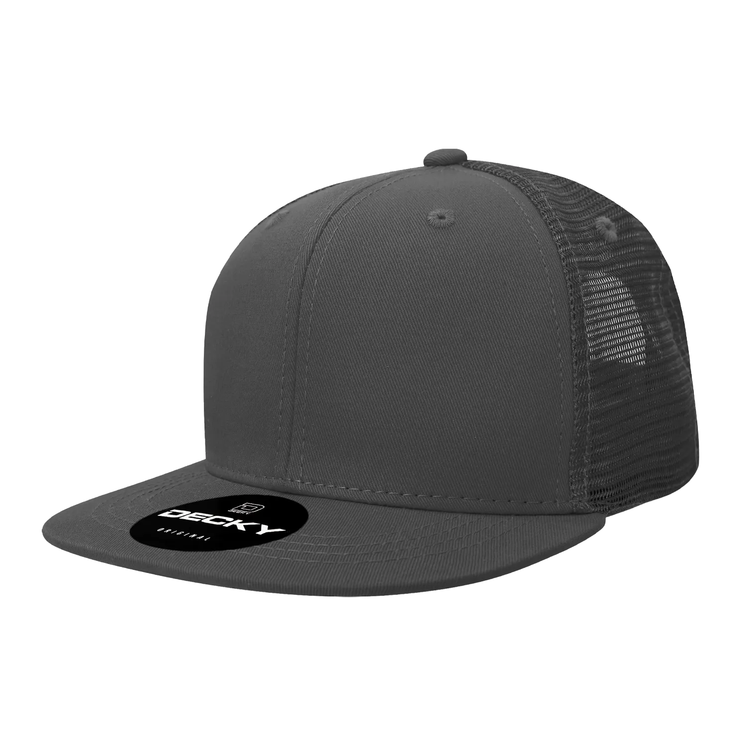 Decky 1052 Blank 6 Panel Trucker Hat, Flat Bill Snapback - CASE Pricing