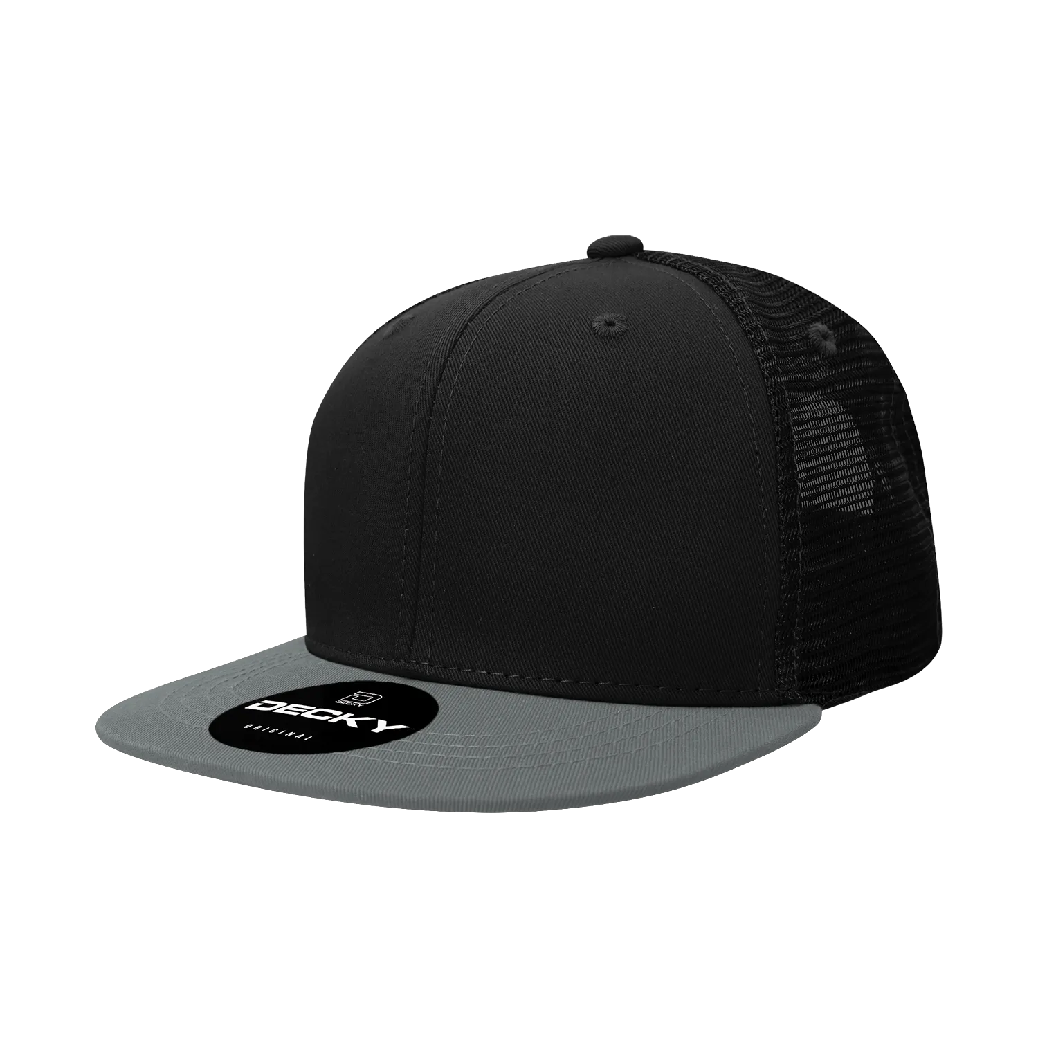 Decky 1052 Blank 6 Panel Trucker Hat, Flat Bill Snapback - CASE Pricing