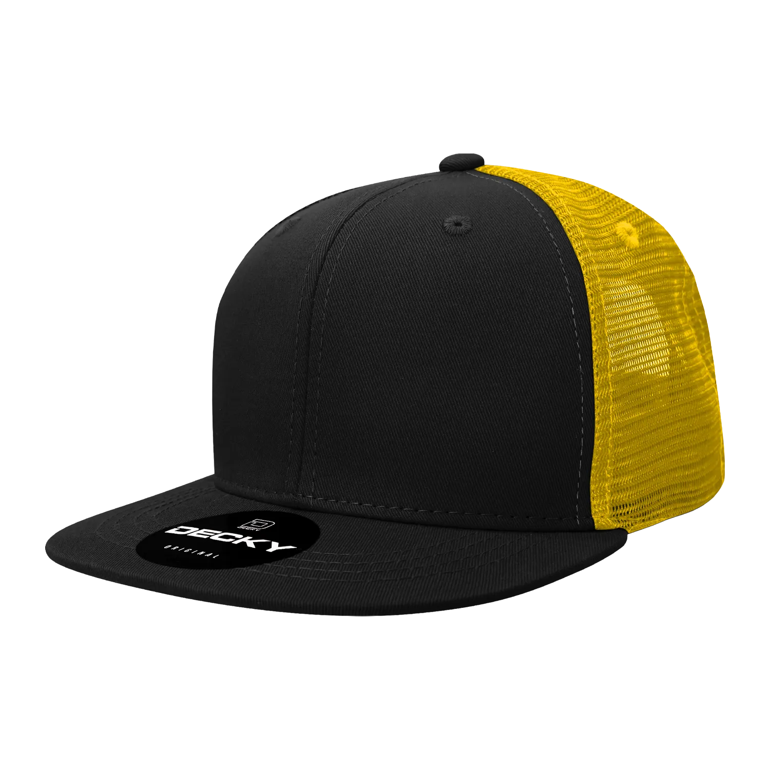 Decky 1052 Blank 6 Panel Trucker Hat, Flat Bill Snapback - CASE Pricing