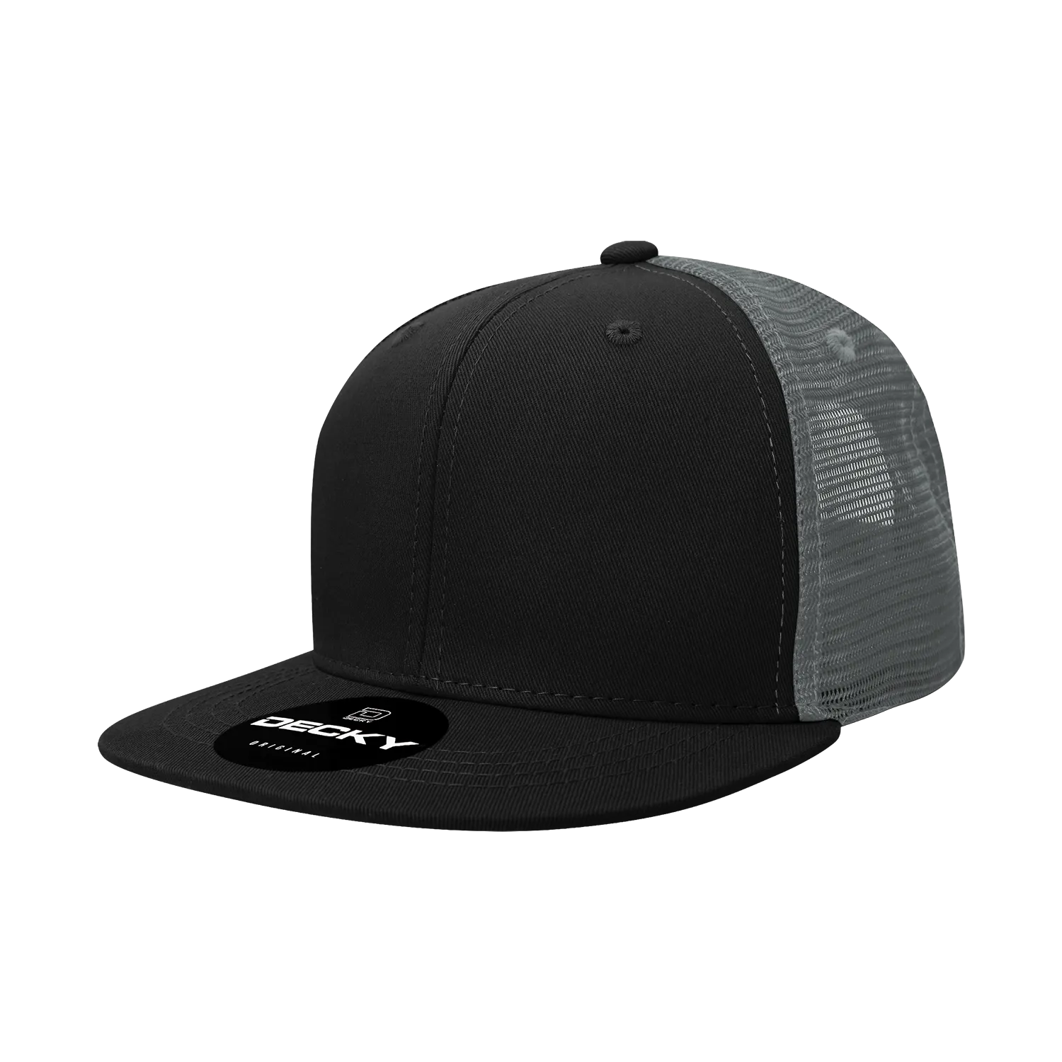 Decky 1052 Blank 6 Panel Trucker Hat, Flat Bill Snapback - CASE Pricing