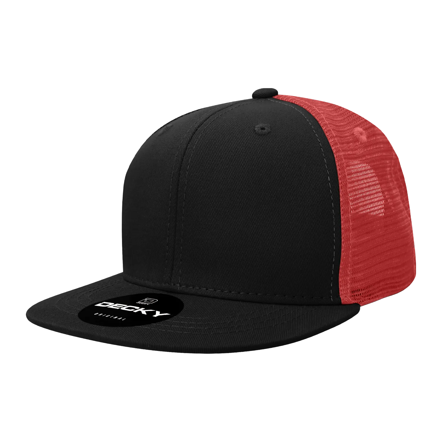 Decky 1052 Blank 6 Panel Trucker Hat, Flat Bill Snapback - CASE Pricing