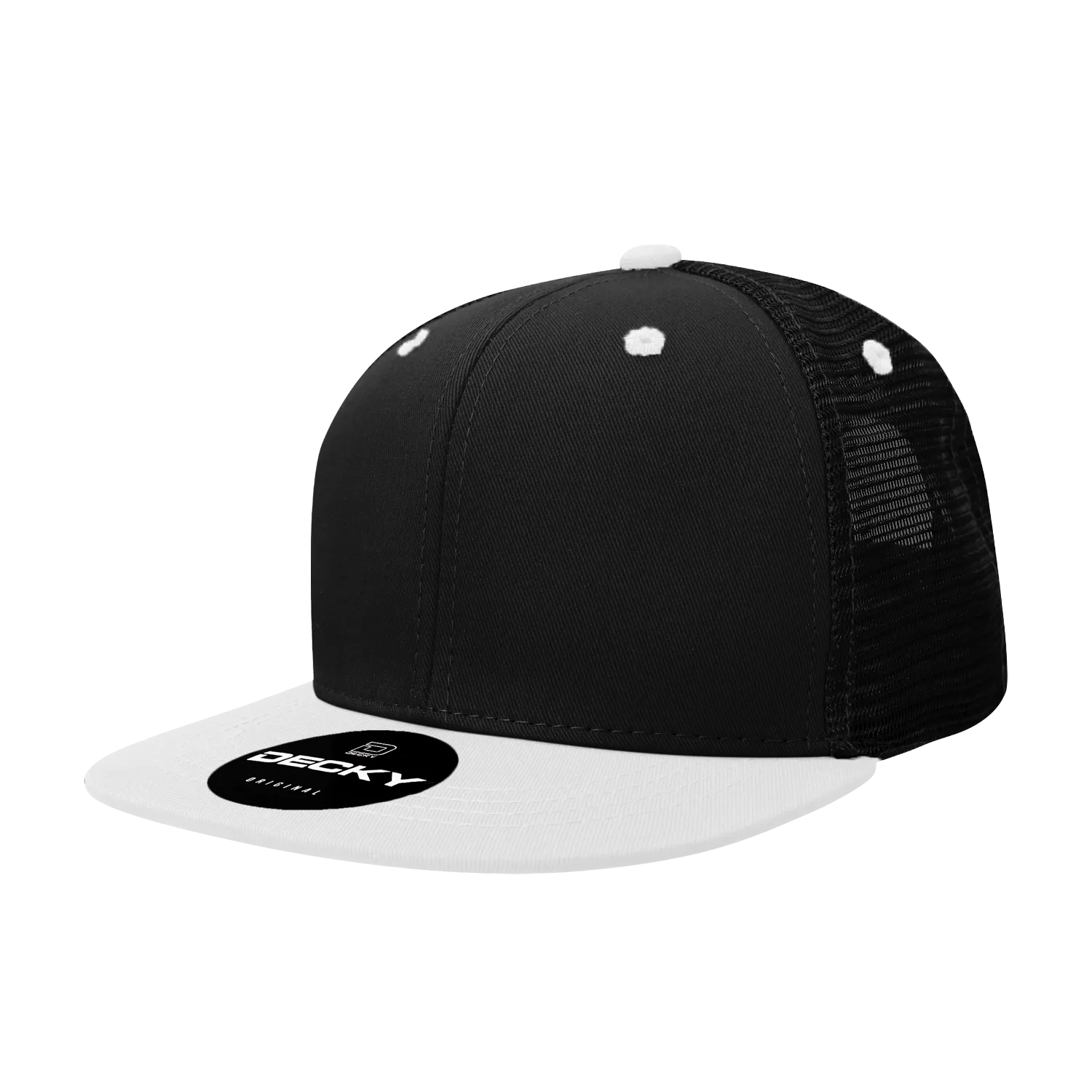 Decky 1052 Blank 6 Panel Trucker Hat, Flat Bill Snapback - CASE Pricing