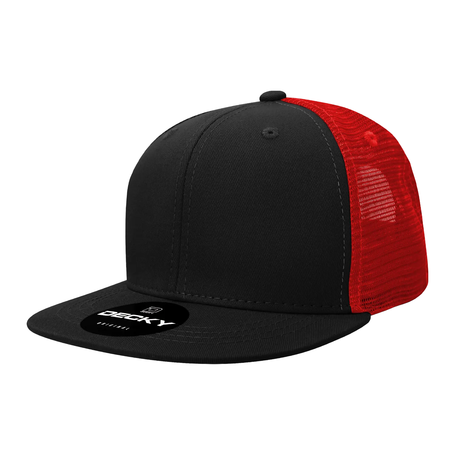 Decky 1052 Blank 6 Panel Trucker Hat, Flat Bill Snapback - CASE Pricing