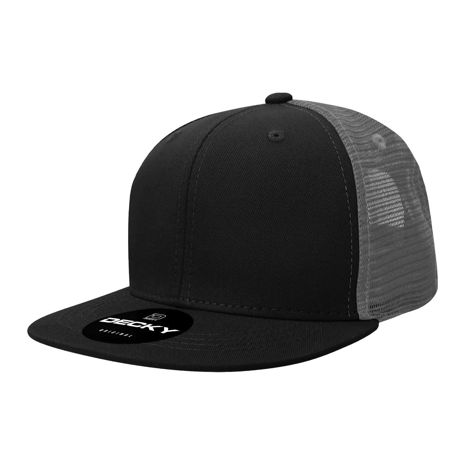 Decky 1052 Blank 6 Panel Trucker Hat, Flat Bill Snapback - CASE Pricing