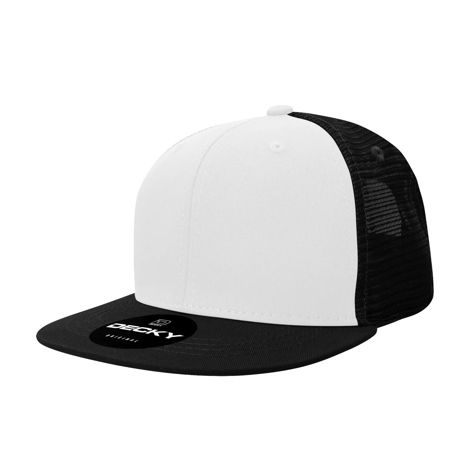 Decky 1052 Blank 6 Panel Trucker Hat, Flat Bill Snapback - CASE Pricing