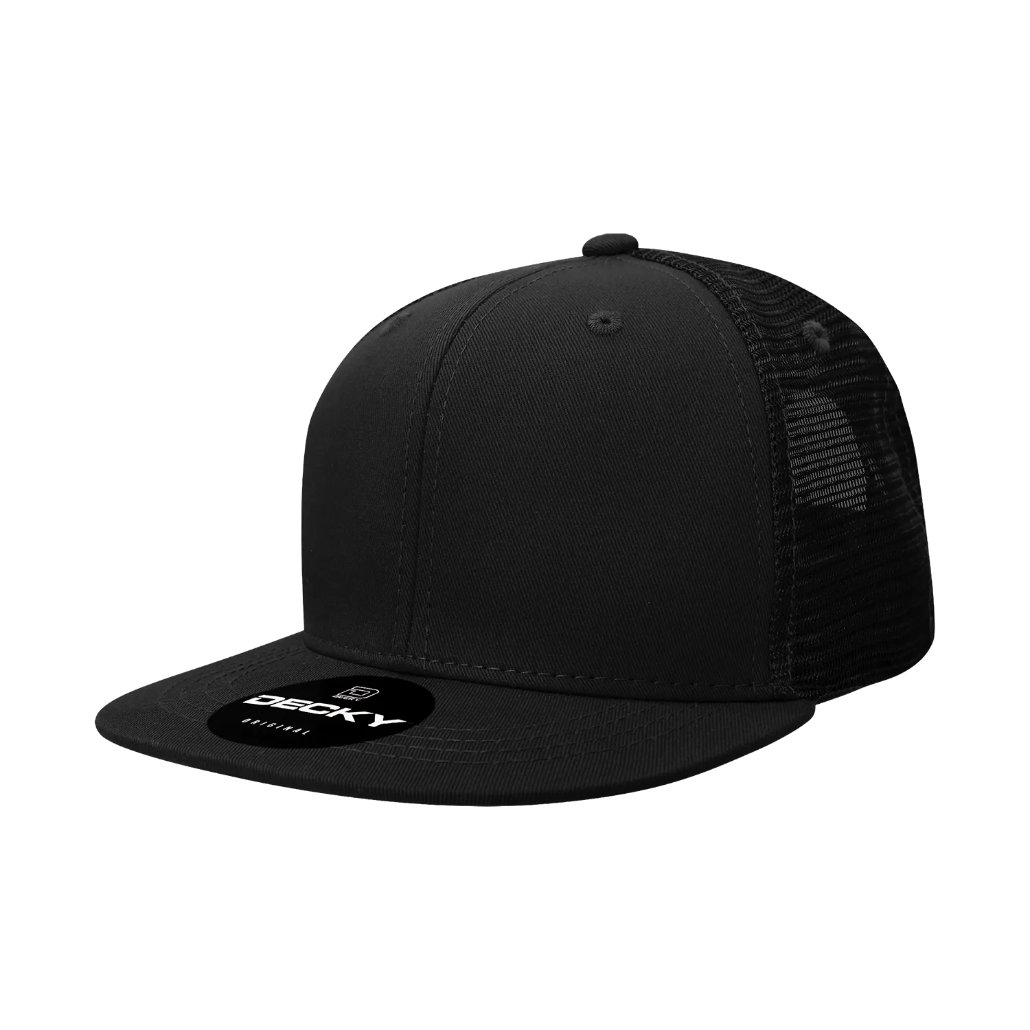 Decky 1052 Blank 6 Panel Trucker Hat, Flat Bill Snapback - CASE Pricing