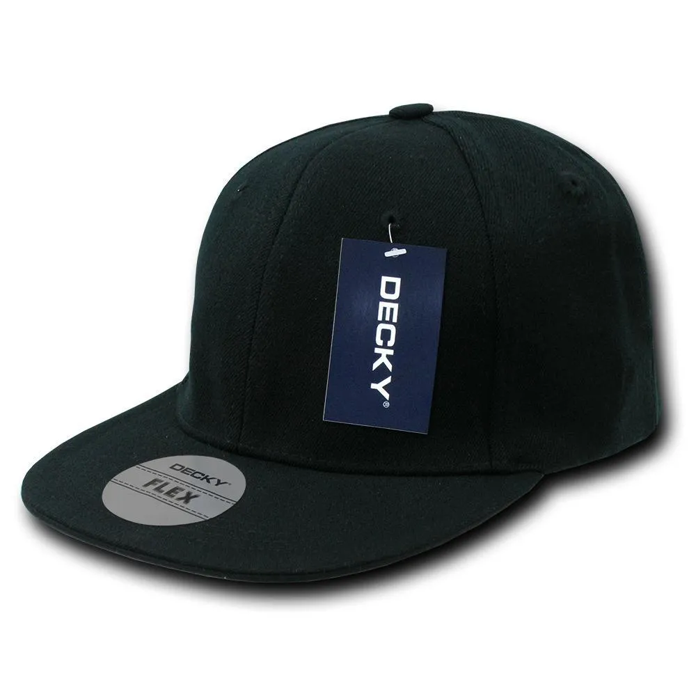 Decky 872 Flat Bill Flex Hat, Structured Flex Cap