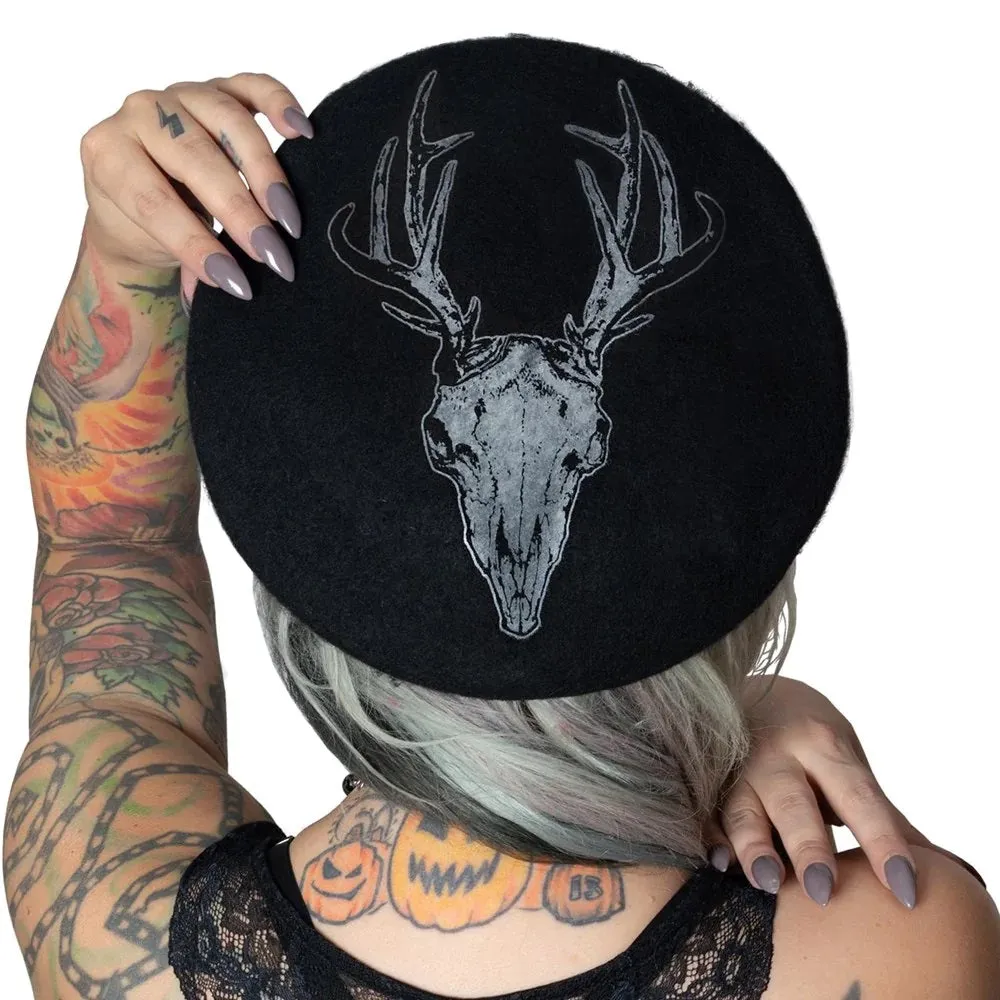Deep Skull Black Beret