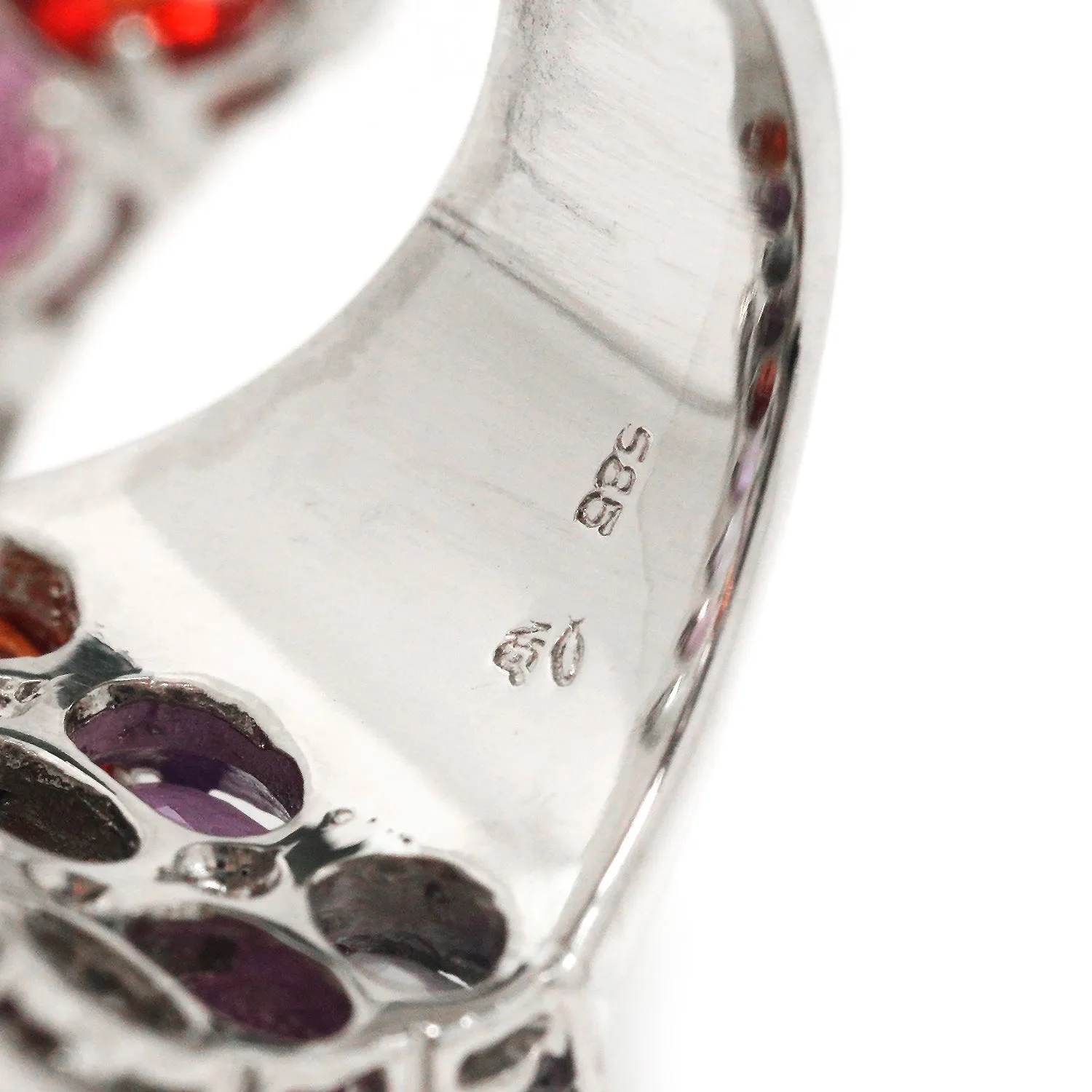 Diamond Belt Buckle Ring with Multi-Color Sapphire's 14K