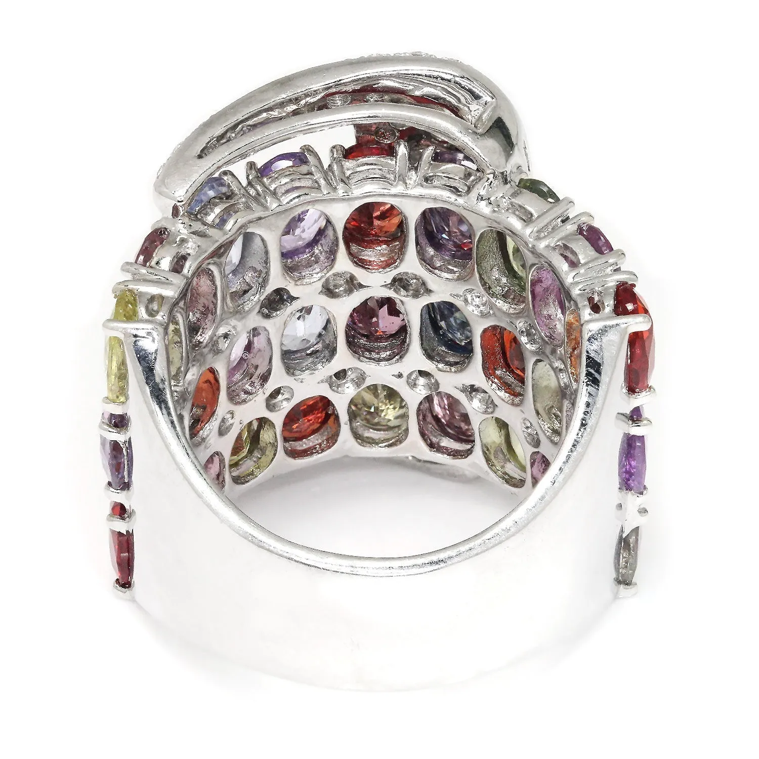 Diamond Belt Buckle Ring with Multi-Color Sapphire's 14K