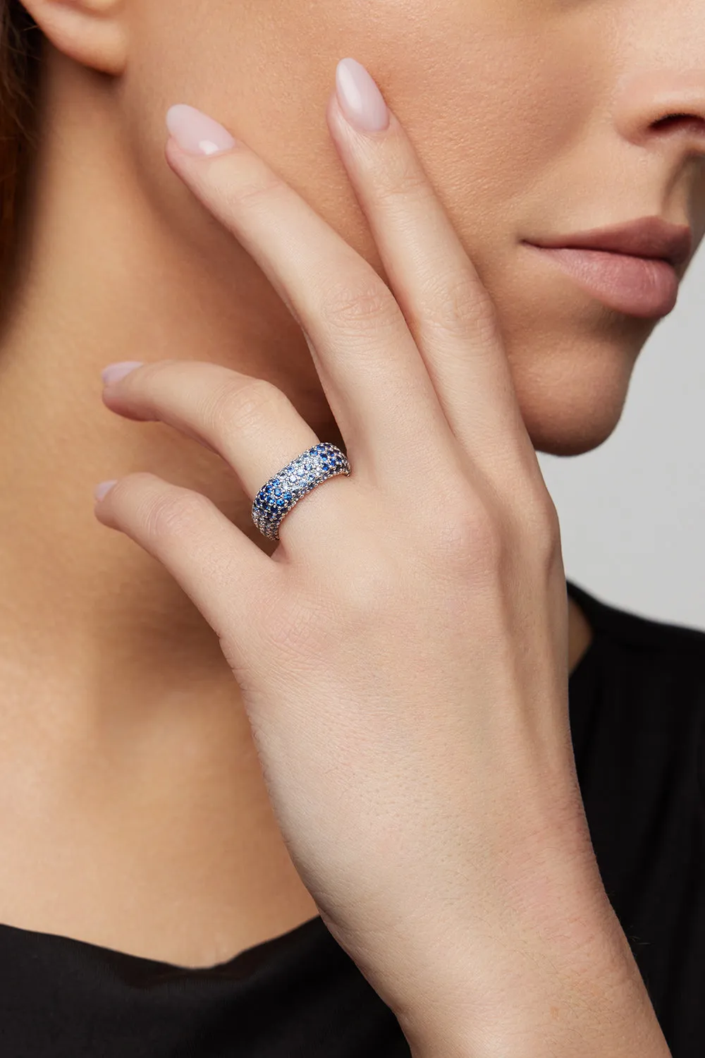 Diamond Blue Sapphire Ghost Belt Ring