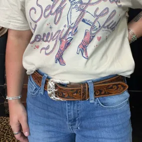 Diamond Justin Leather Tooled Belt