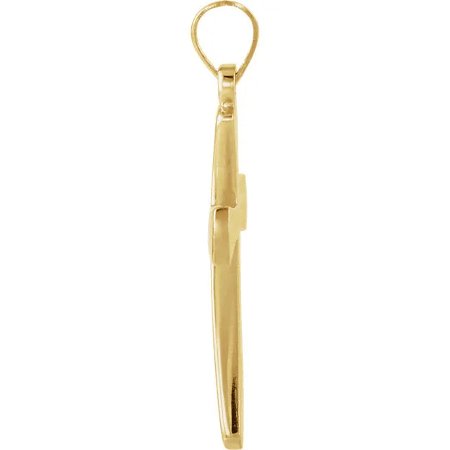 Diamond Solitaire Clechee Cross in Solid 14 Karat Yellow Gold 21 X 14 MM