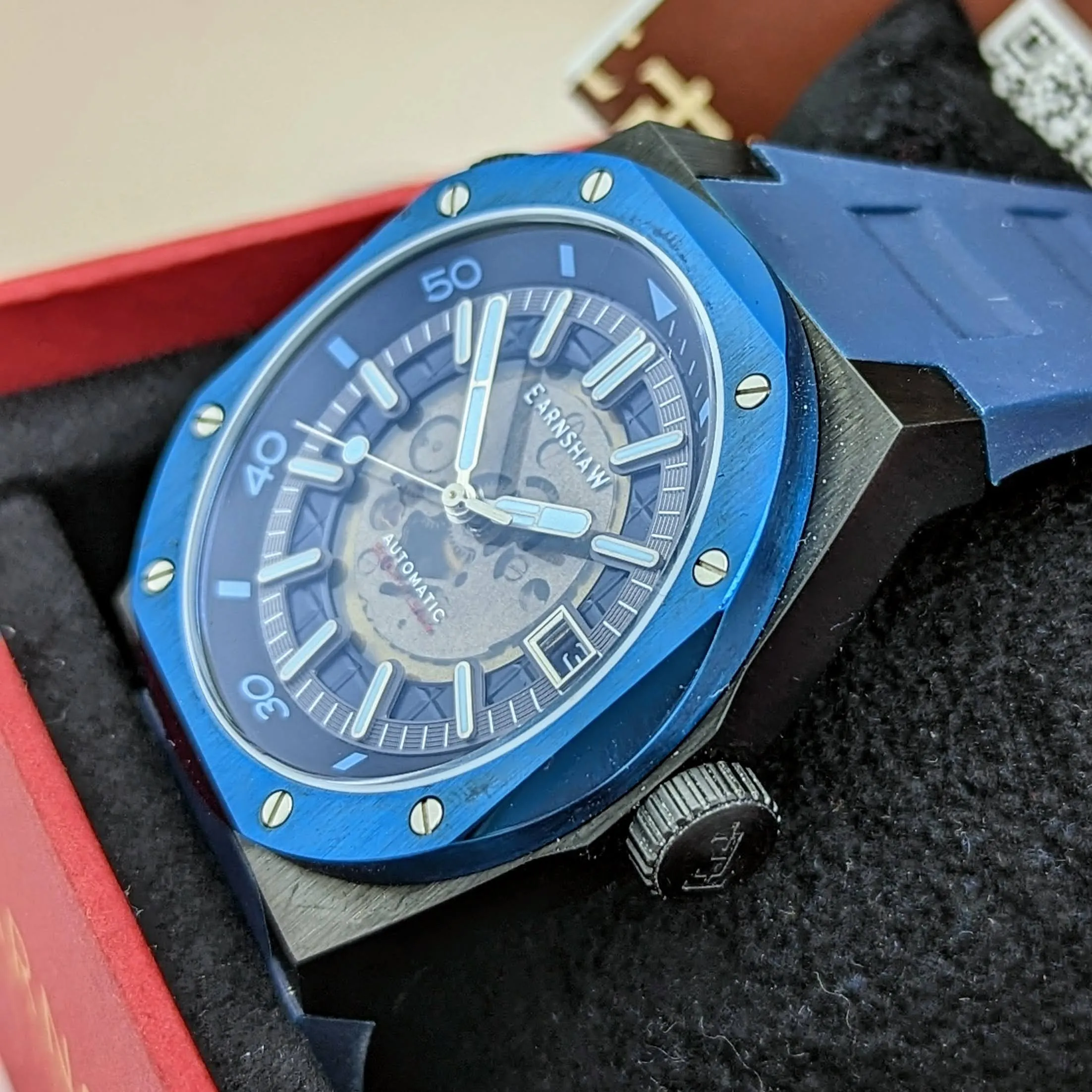 EARNSHAW Bessemer Compressor Automatic Wristwatch Mettalic Blue – BRAND NEW! In Box!