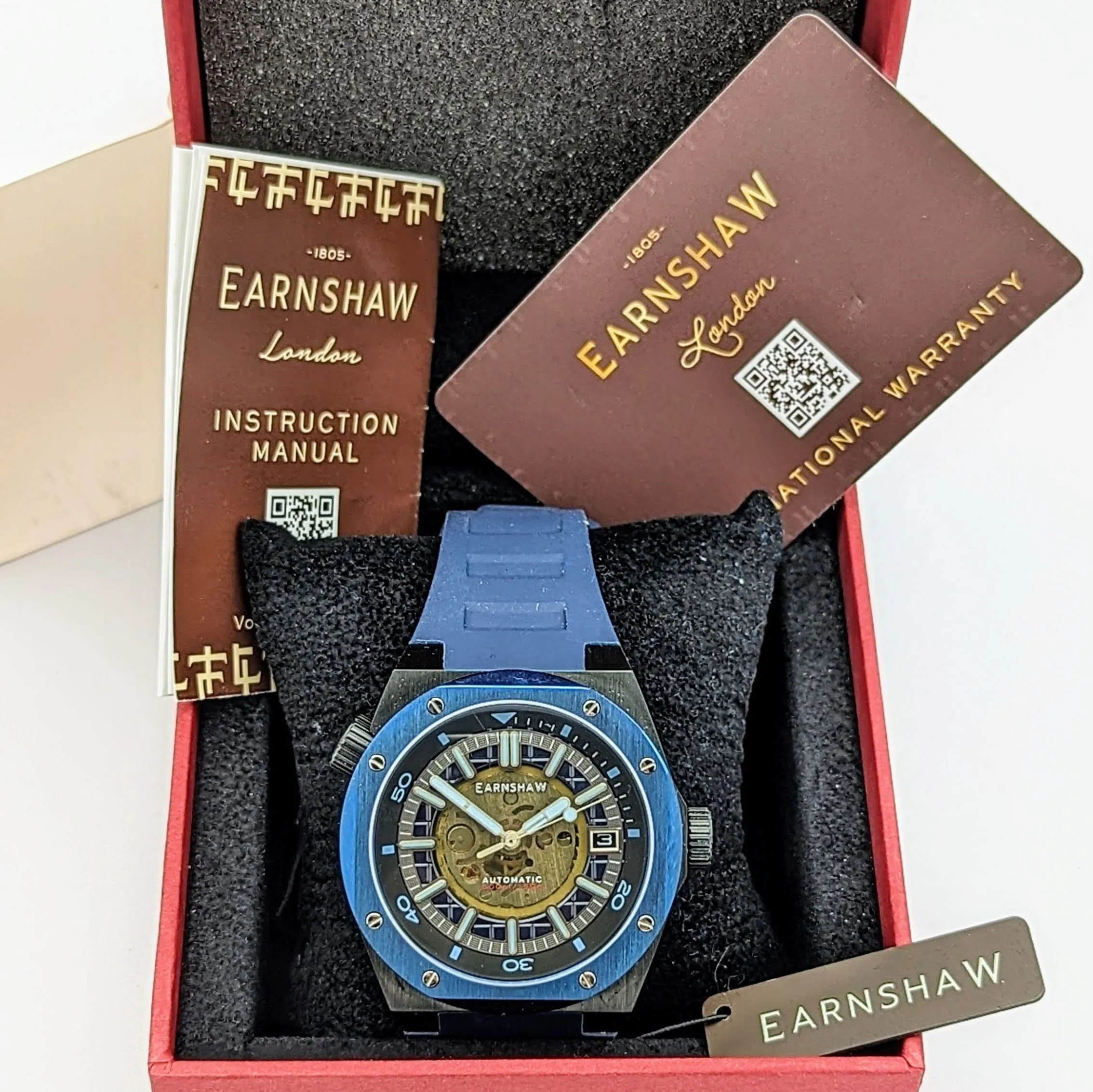 EARNSHAW Bessemer Compressor Automatic Wristwatch Mettalic Blue – BRAND NEW! In Box!