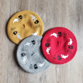 Embroidered Halloween Beret