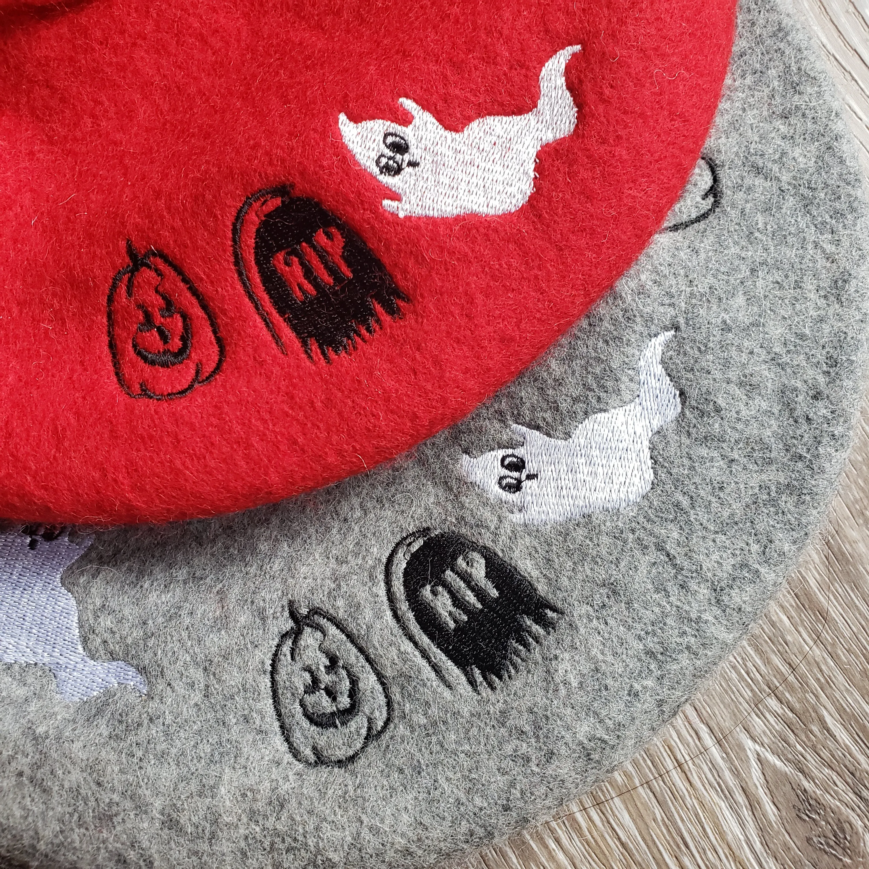 Embroidered Halloween Beret