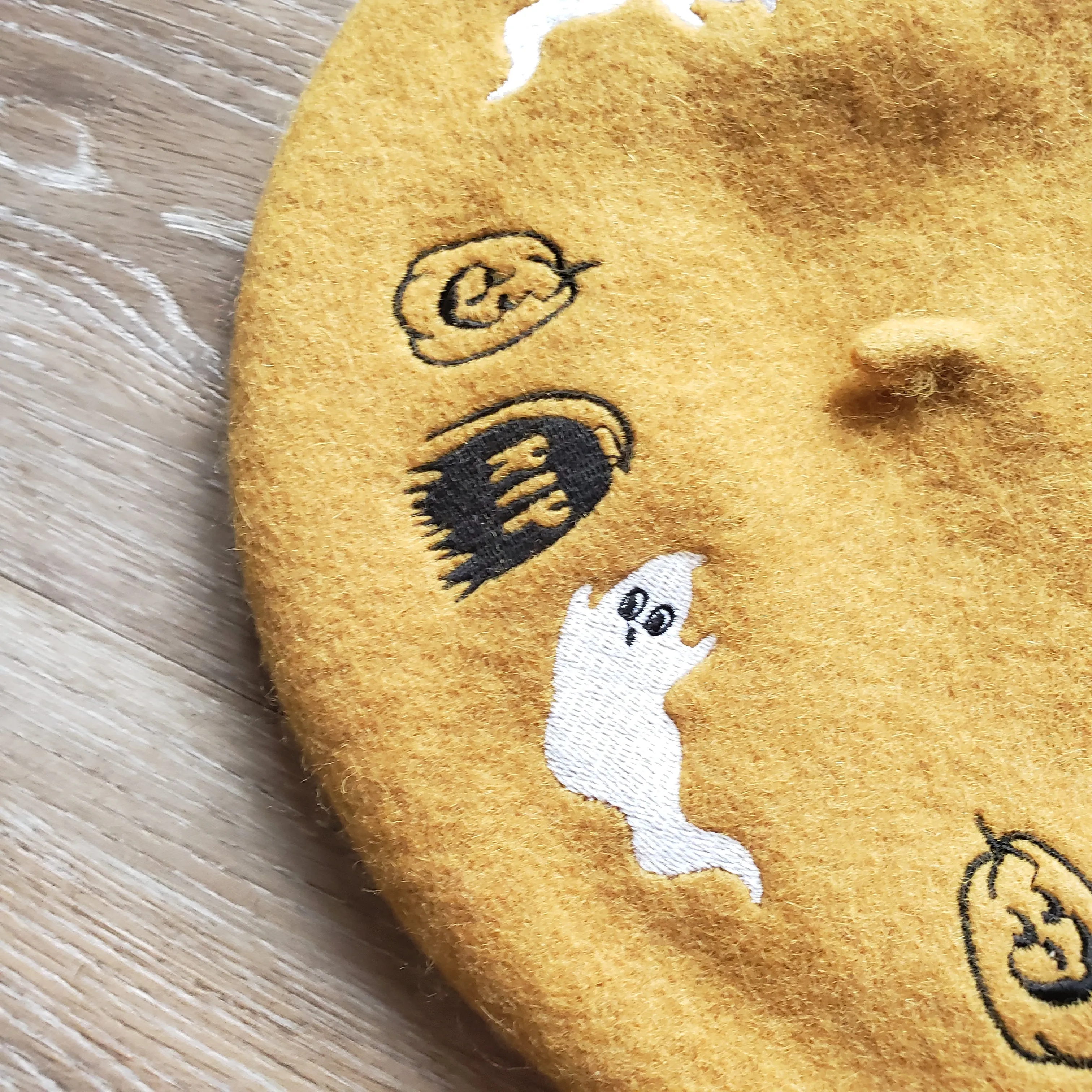 Embroidered Halloween Beret