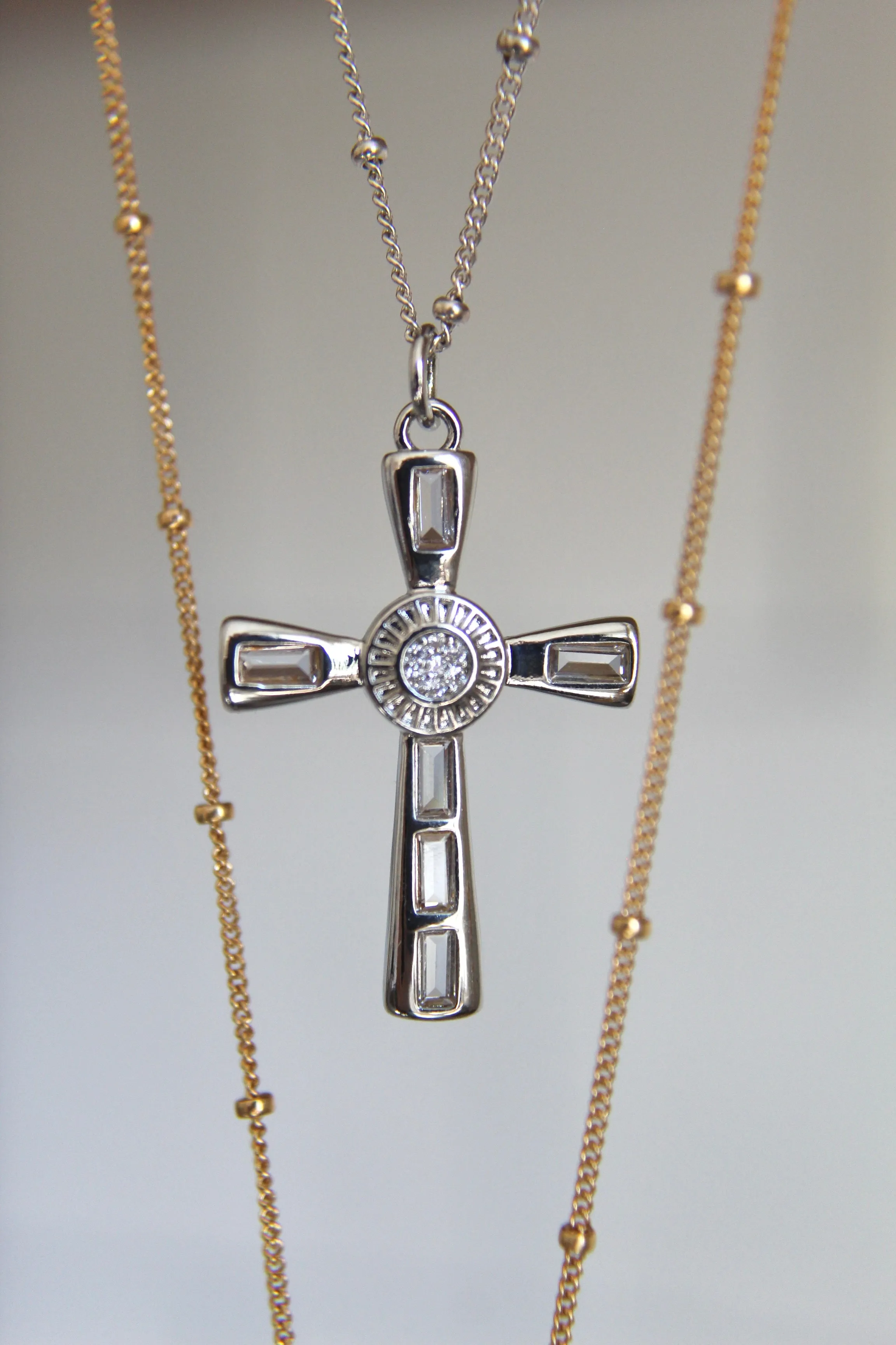 Eternal Cross Necklace in Silver Tone