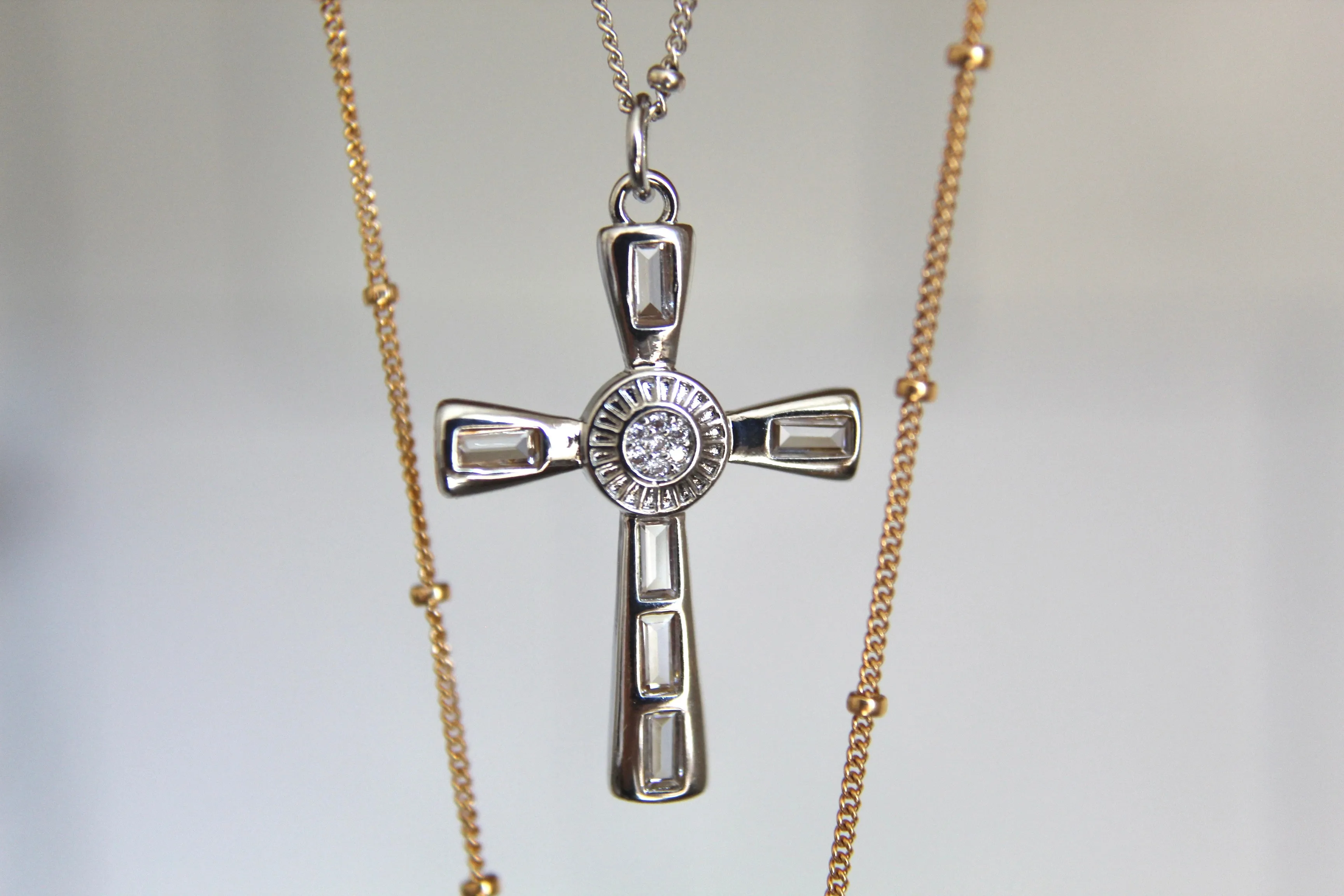 Eternal Cross Necklace in Silver Tone