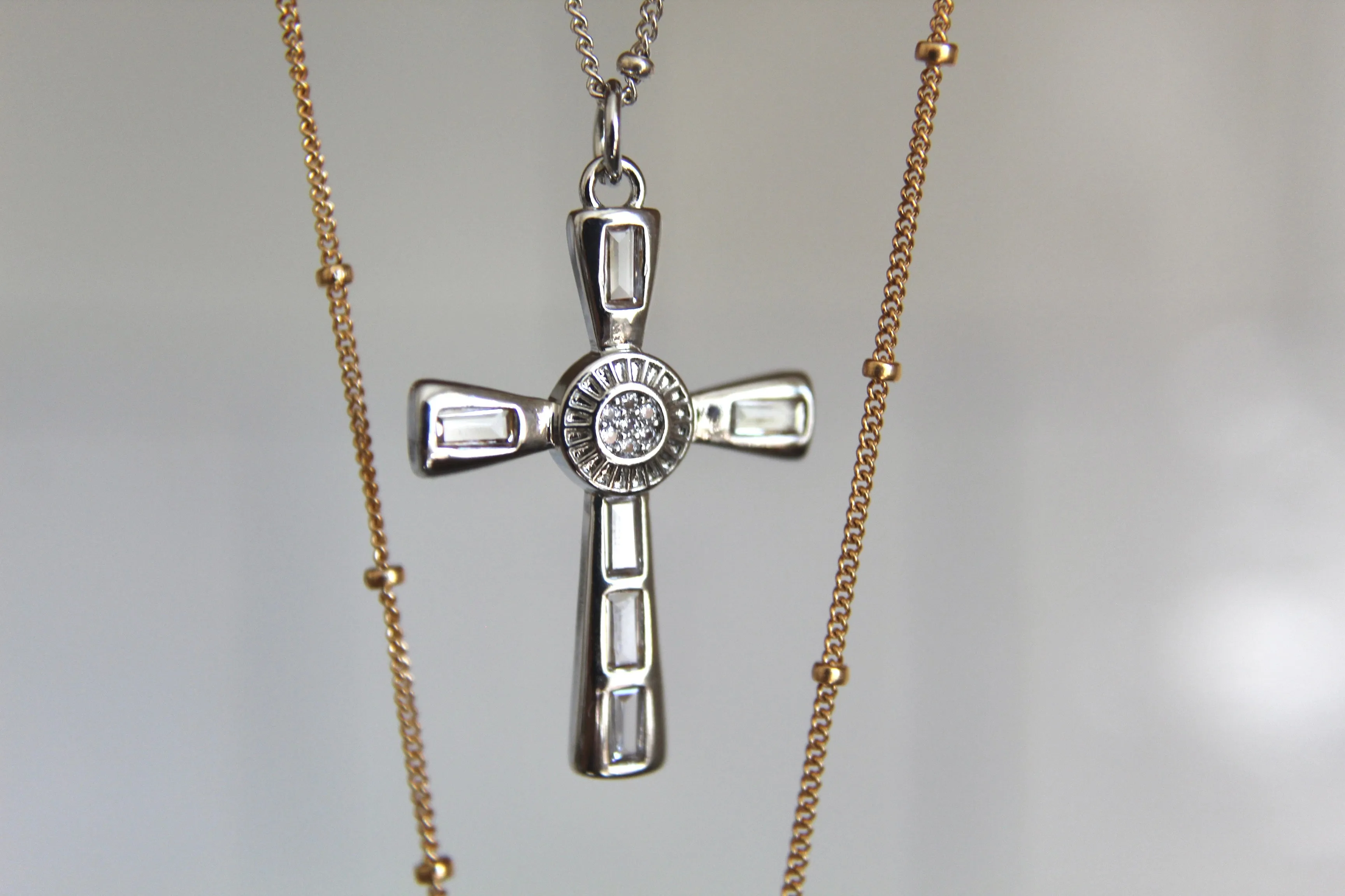 Eternal Cross Necklace in Silver Tone