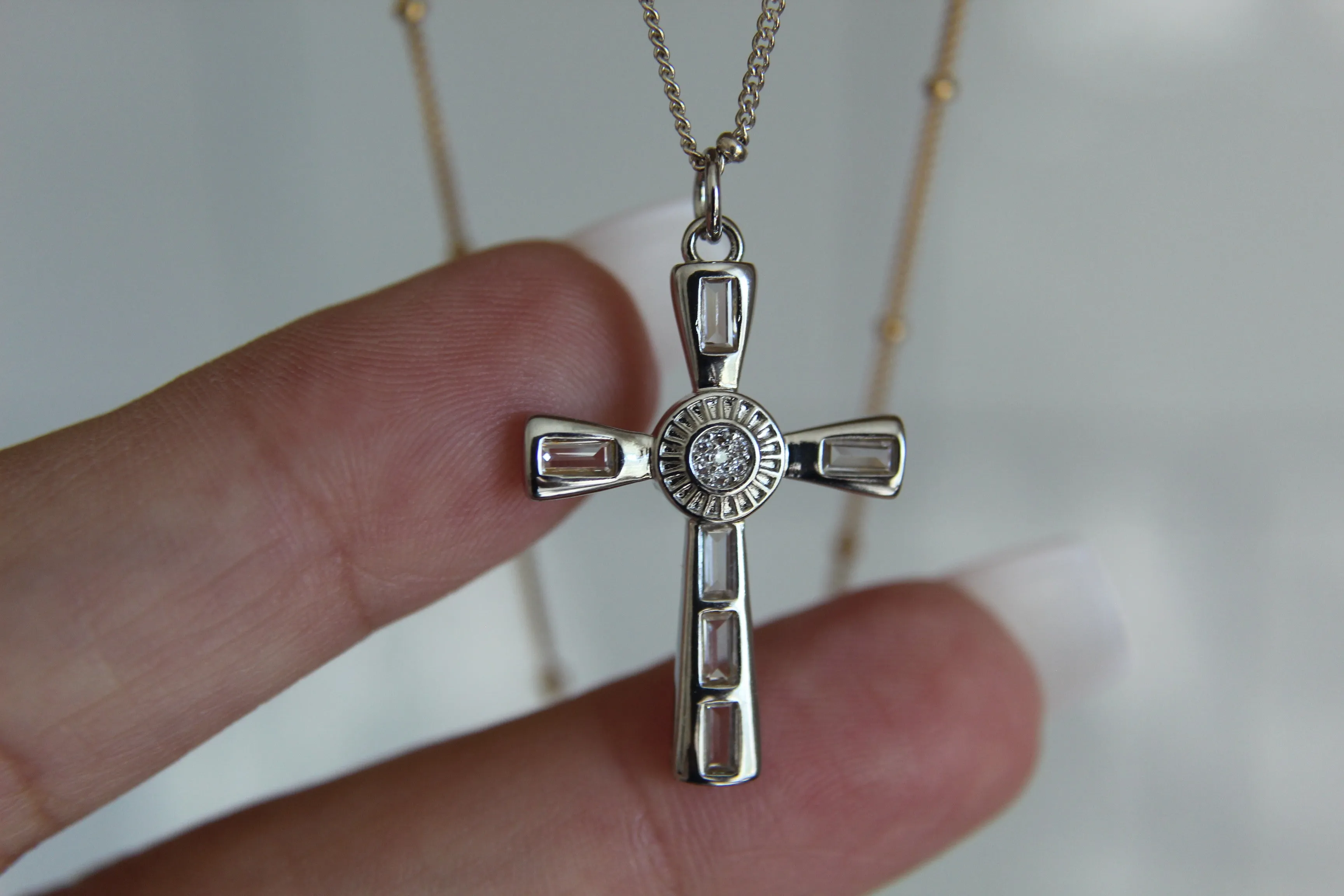 Eternal Cross Necklace in Silver Tone