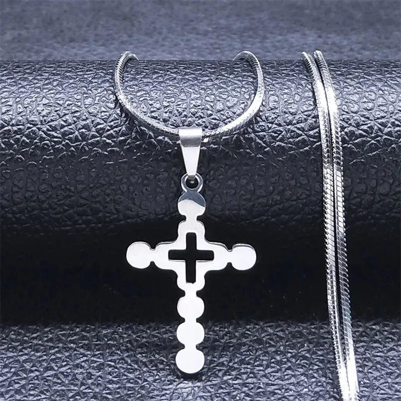 Exquisite Cross Jesus Necklace for Women Men Stainless Steel Gold Color Y2K Shiny Chain Necklaces