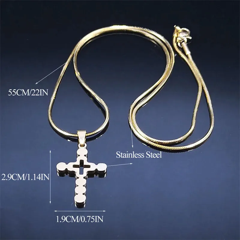 Exquisite Cross Jesus Necklace for Women Men Stainless Steel Gold Color Y2K Shiny Chain Necklaces