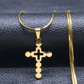Exquisite Cross Jesus Necklace for Women Men Stainless Steel Gold Color Y2K Shiny Chain Necklaces