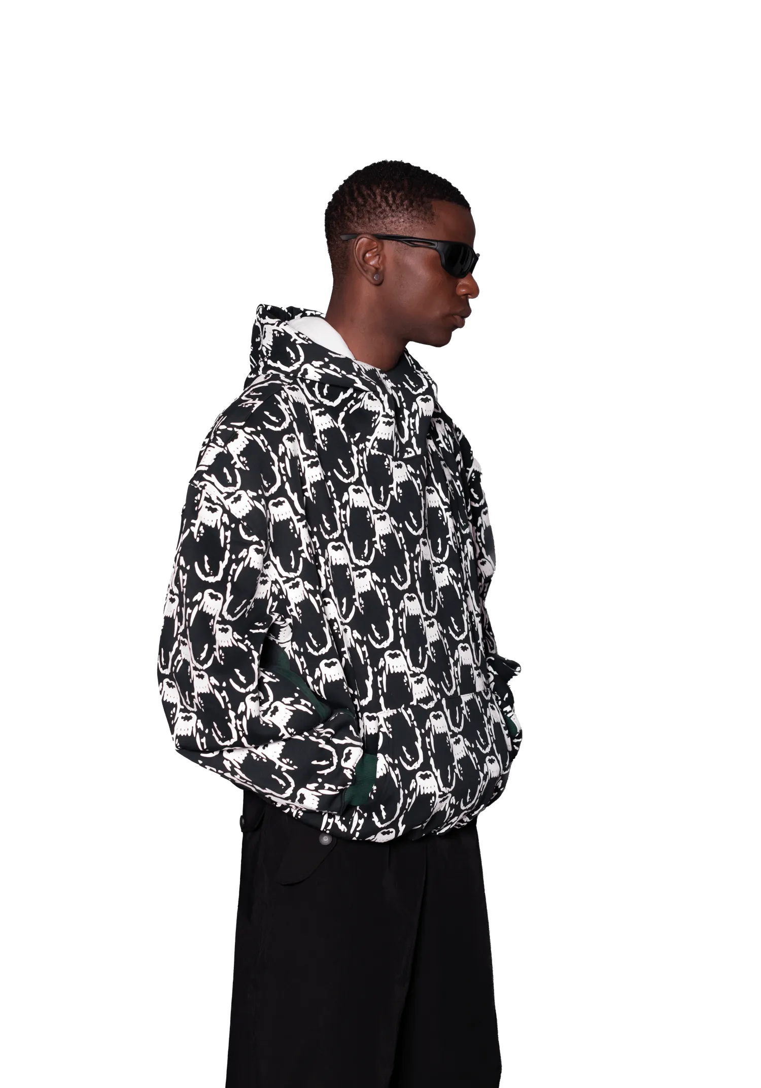 Fangs Box Hoodie - Bottle Green