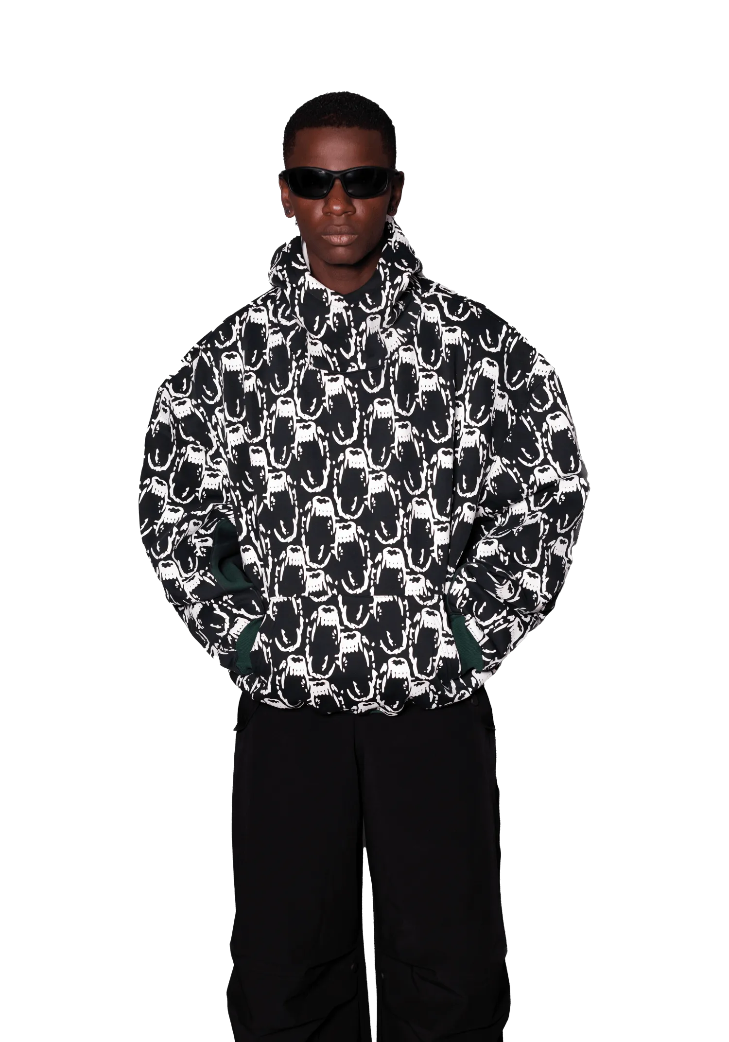 Fangs Box Hoodie - Bottle Green