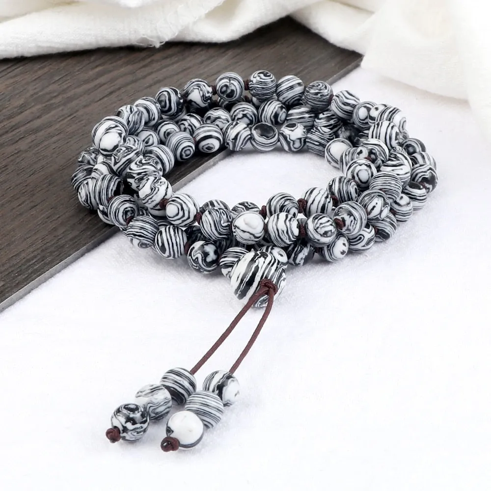 Fashion 108 Mala Natural Blue Onyx Beaded Prayer Bracelets  Necklaces
