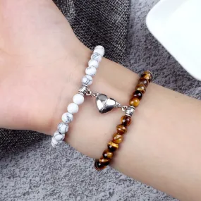 Fashion 2pcs/Set Magnet Couple Bracelets Natural Stone Beads Bracelets