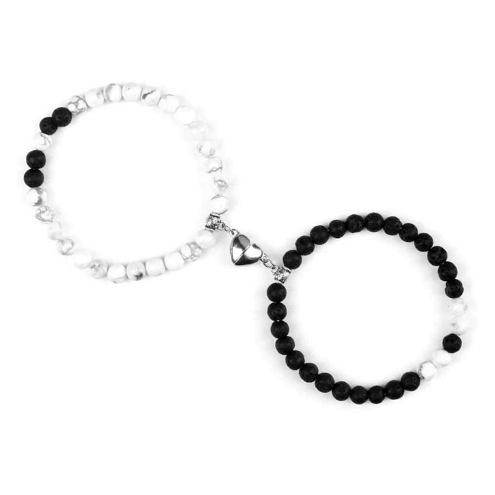 Fashion 2pcs/Set Magnet Couple Bracelets Natural Stone Beads Bracelets