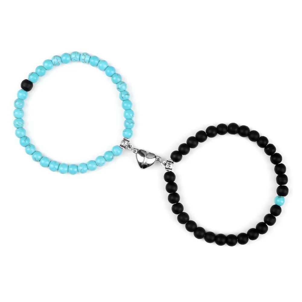 Fashion 2pcs/Set Magnet Couple Bracelets Natural Stone Beads Bracelets