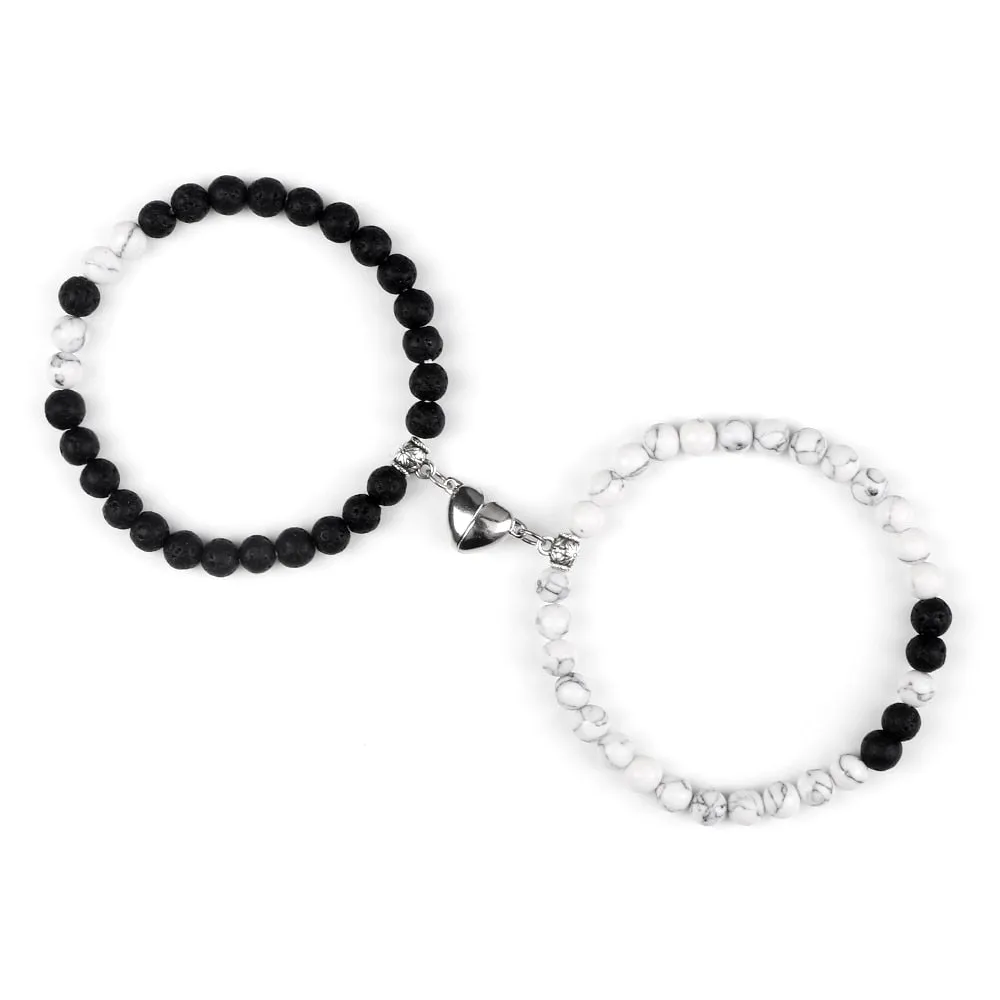 Fashion 2pcs/Set Magnet Couple Bracelets Natural Stone Beads Bracelets