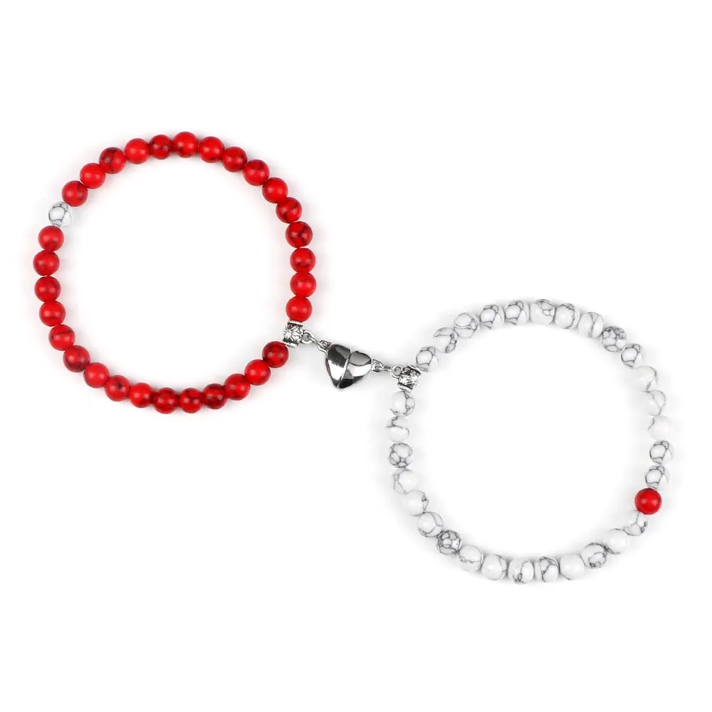 Fashion 2pcs/Set Magnet Couple Bracelets Natural Stone Beads Bracelets