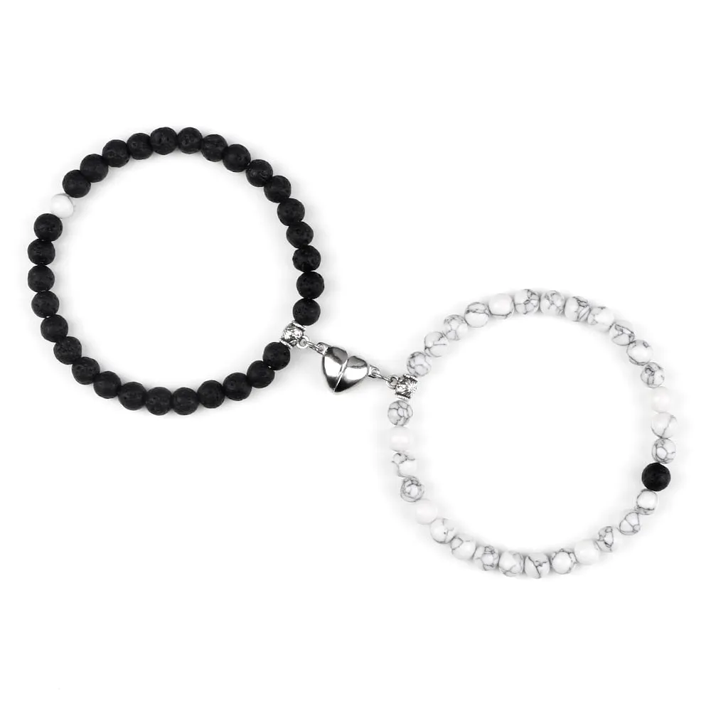Fashion 2pcs/Set Magnet Couple Bracelets Natural Stone Beads Bracelets