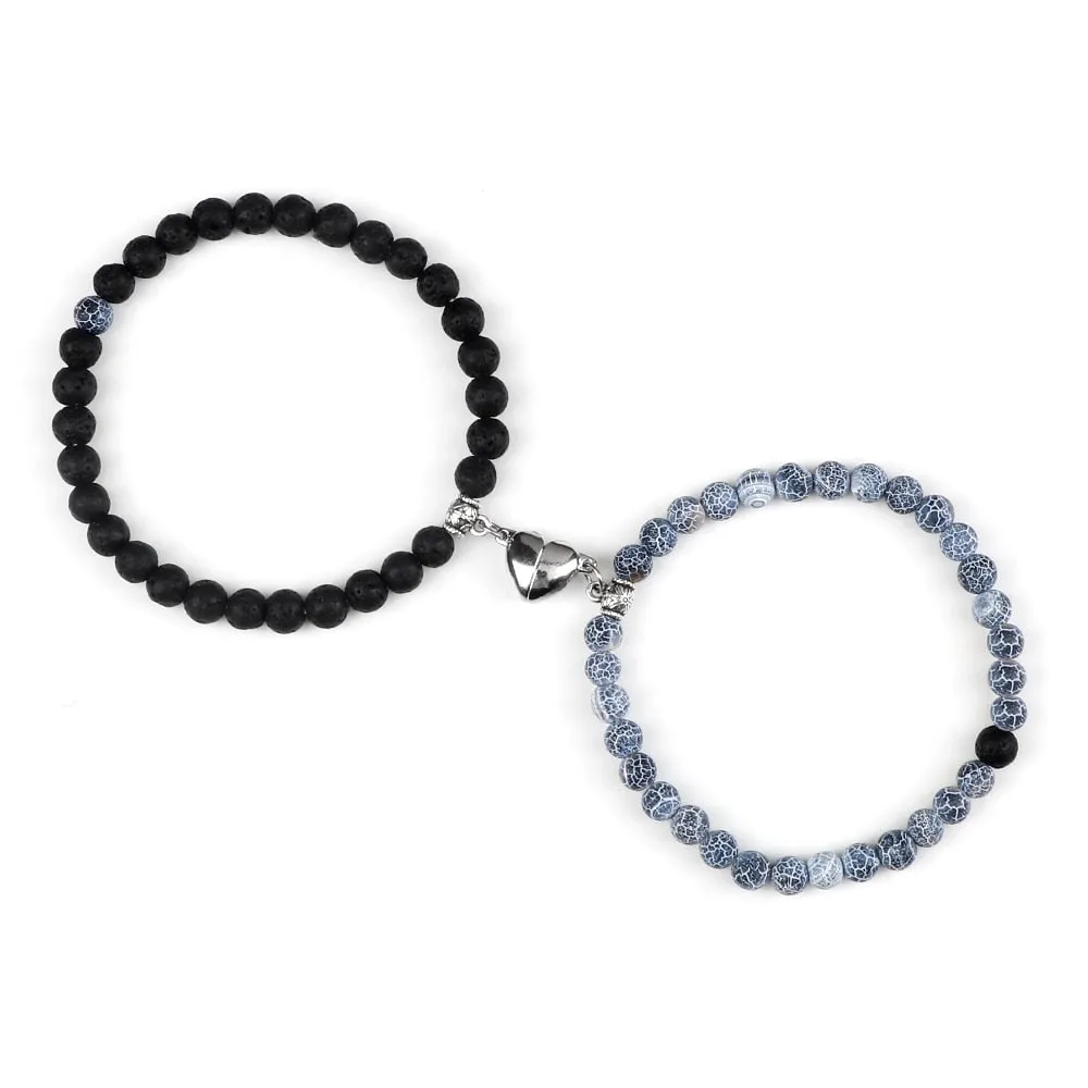 Fashion 2pcs/Set Magnet Couple Bracelets Natural Stone Beads Bracelets