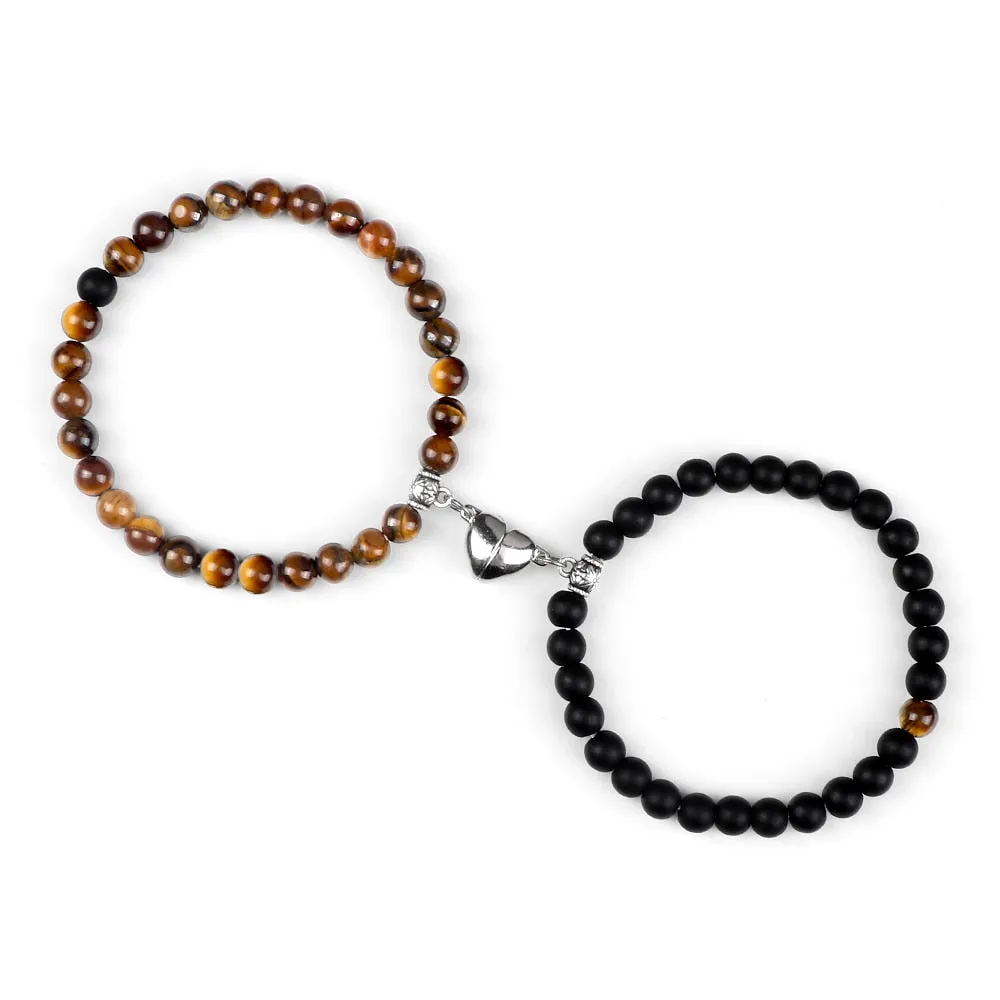 Fashion 2pcs/Set Magnet Couple Bracelets Natural Stone Beads Bracelets